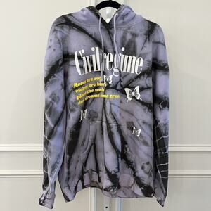 Civil Regime Purple & Black Marble Butterfly Tie-Dye Hoodie Size XL Thick Cotton